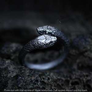 Dual Snake Ring- Black Rhodium Ring, adjustable Sterling Silver ring, Reptile Ring, Gift for Snake Lover, Cuff Ring, Viking Ring,Tribal Ring