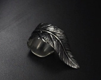 Sterling Silver Feather Ring, Adjustable Wrap Around Ring,