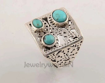 Handmade Sterling Silver Turquoise Band Ring