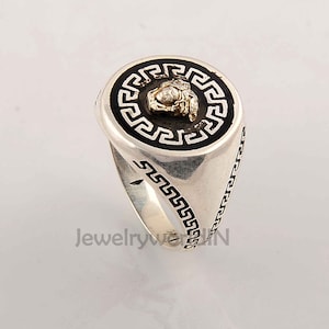 Medusa Silver Ring for Men's Gifts, Signet Ring- 92.5% Sterling silver Ring-Adjustable ring-thumb Rings,boho Ring, Oxidized Detailed Ring