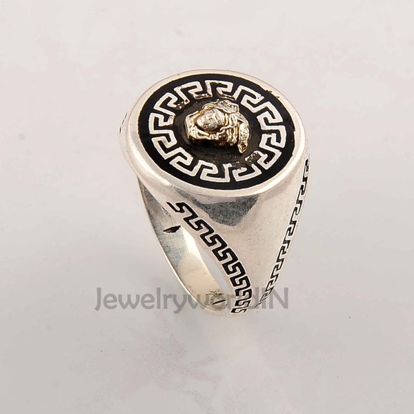 Greek Medusa ring, 925 Silver Handmade Medusa Sterling Silver Men Signet ring, Birthday Gifts for Men, Mythology Gorgon Medusa Jewellery