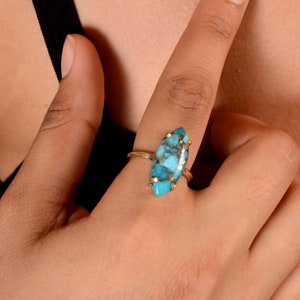 Gold Blue Copper Turquoise Ring Turquoise Ring, Gold rings  December Birthstone ring, Vintage Rings, woman Ring,