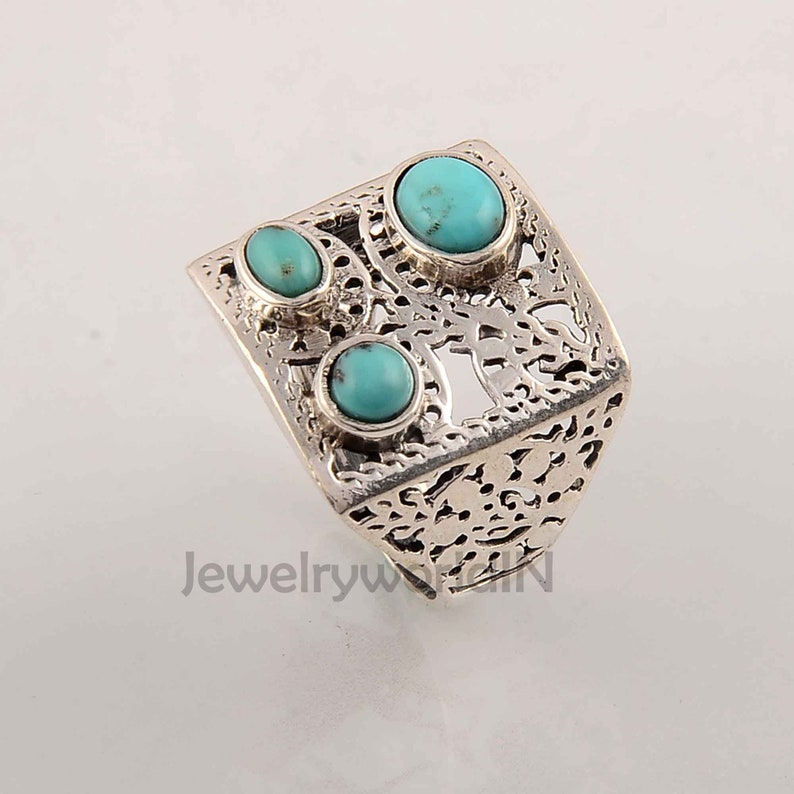 sister gifts for her Indian jewelry multi gemstone ring turquoise rings Turquoise ring birthstone rings silver ring vintage jewelry