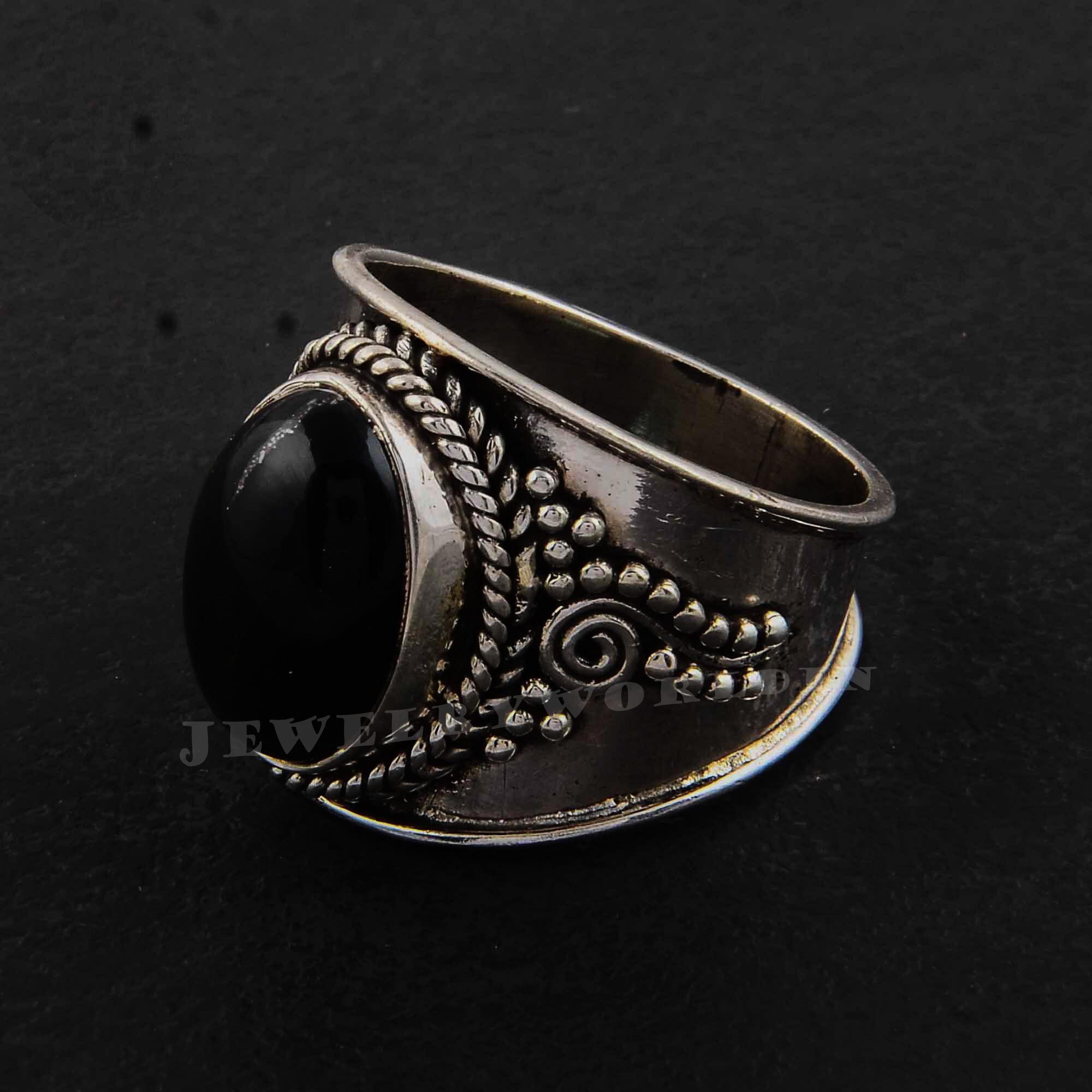 Black Obsidian ring Silver Ring for mens jewelryBoho | Etsy