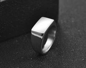 Silver Rectangular Men Ring, Pinky Ring, Black rings, Signet Ring, Chunky ring, Men Signet Jewellery, Women Signet ring