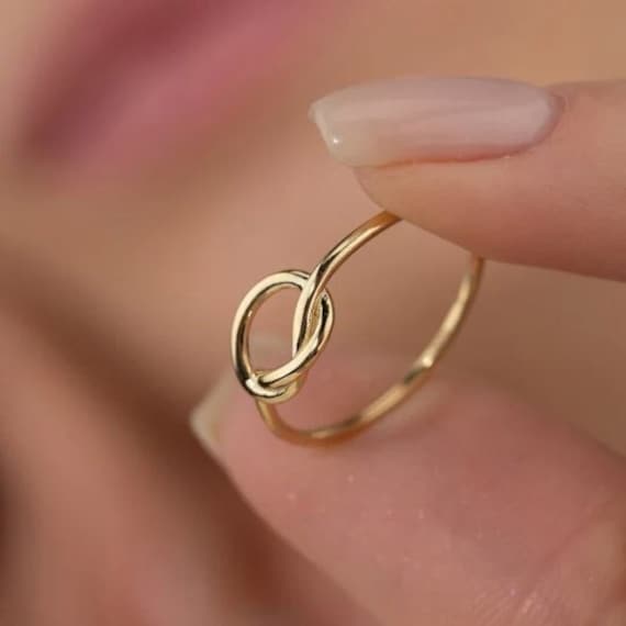 Tie the Knot, Love Knot Ring, Thin Gold Rings, Knot Ring, Sterling Silver  Ring, Friendship Ring, Stacking Ring, Bridesmaids Ring