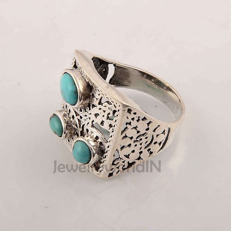 sister gifts for her Indian jewelry multi gemstone ring turquoise rings Turquoise ring birthstone rings silver ring vintage jewelry