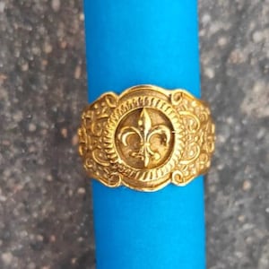 Anillo de flor de lis, anillo de flor de lis para hombre, anillo vintage, anillo de plata de ley 925, anillo de banda de plata con flores,