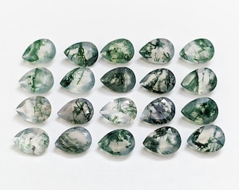 Natural Moss Agate Faceted Pear, Bestseller Moss Agate Pear Shape, Green Moss Agate Cut, Genuine Moss Agate Loose Stone Gemstone For Jewelry