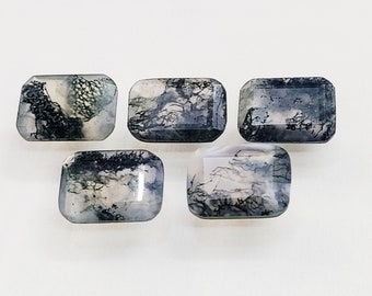 AAA+ Natural Moss Agate Faceted Stone, Moss Agate Octagon Shape, Green Moss Agate Cut, Genuine Moss Agate Loose Stone, Gemstone For Jewelry
