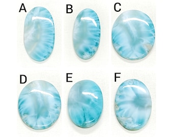 AAA+ Blue Larimar Cabochon: Natural Oval Gemstone Pendant