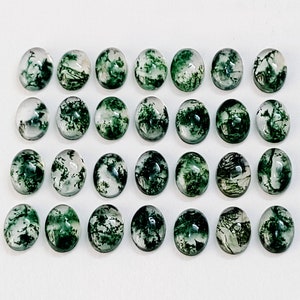 AAA+ Natural Moss Agate Cabochon Oval, Moss Agate Oval Shape, Green Moss Agate Cabs, Genuine Moss Agate Loose Gemstone, Gemstone For Jewelry