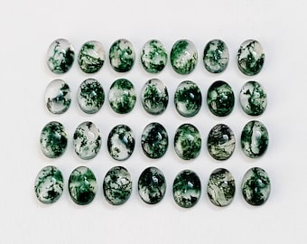 AAA+ Natural Moss Agate Cabochon Oval, Moss Agate Oval Shape, Green Moss Agate Cabs, Genuine Moss Agate Loose Gemstone, Gemstone For Jewelry