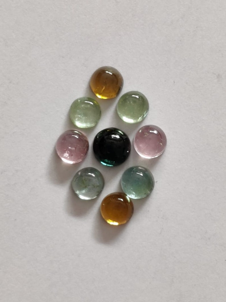 Quality 9 Piece Multi Tourmaline Cabochon Round Shape Loose Gemstone Macrame Gemstone Wire Wrapping Gemstone Multi Tourmaline Jewelry AAA