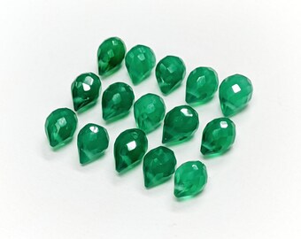Piedra preciosa de ónix verde facetada en forma de gota: 7 x 5 mm (5 piezas)