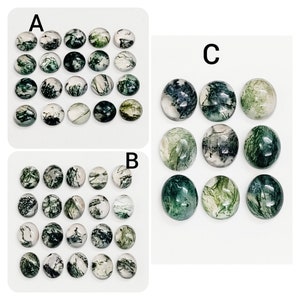 AAA+ Natural Moss Agate Cabochons Oval, Moss Agate Round Shape, Green Moss Agate Cabs, Genuine Moss Agate Loose Stone, Gemstone For Jewelry