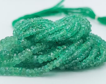 Precious Zambia Emerald Rondelle Beads ~~ Natural Emerald ~~ AAA Quality ~~ 2 to 2.5 mm ~~ 6 Inches Strand.