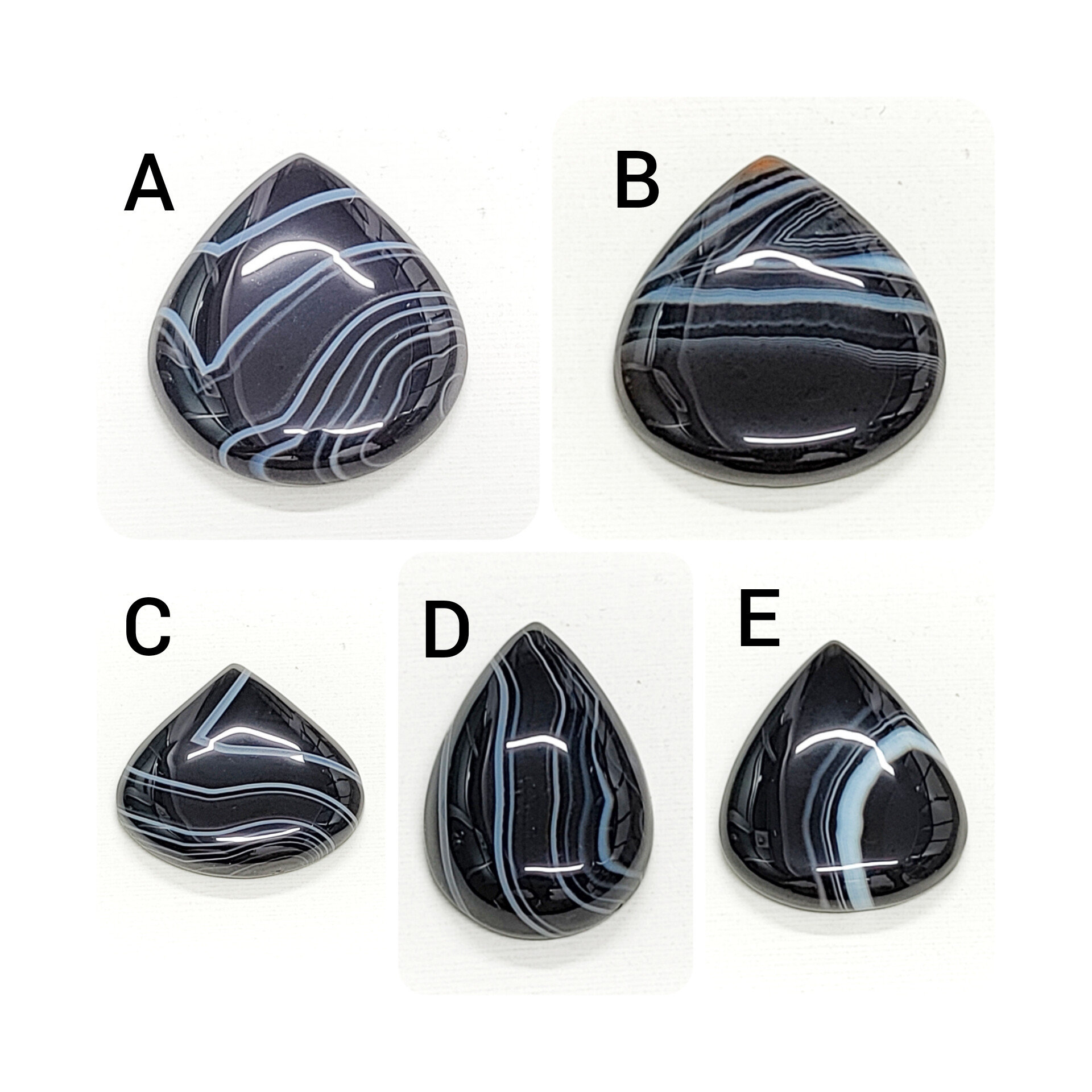 Banded Black Onyx Pear Cabochon: Natural Loose Gemstone - Etsy