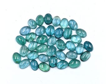 Natural Blue Tourmaline Oval Cabochon, AAA Quality Gemstone for Jewelry Making