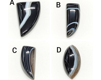 Banded Black Onyx Cabochon: Fancy Shape Loose Gemstone