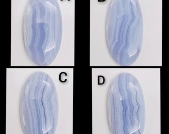 Natural Blue Lace Agate Cabochon: Oval Gemstone for Jewelry