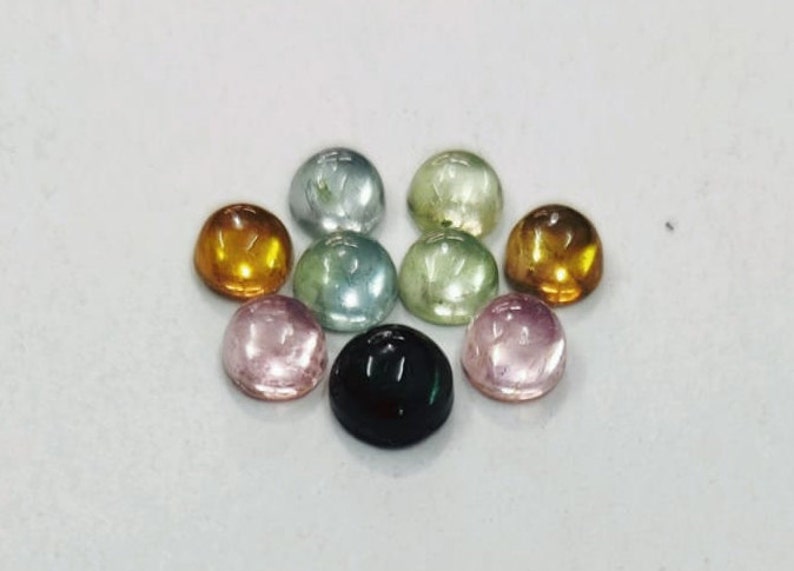 Quality 9 Piece Multi Tourmaline Cabochon Round Shape Loose Gemstone Macrame Gemstone Wire Wrapping Gemstone Multi Tourmaline Jewelry AAA