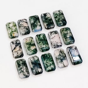 Genuine Green Moss Agate Faceted Octagon Shape Step Cut,  Moss Agate Tablet Cut Octagon Calibrated Size,  Natural Moss Agate For Jewelry