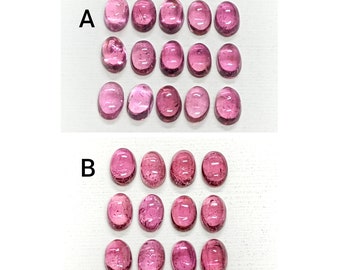 AAA+ Pink Tourmaline Cabochons: Natural Oval Gemstone, 6x4 mm (5 Pieces)