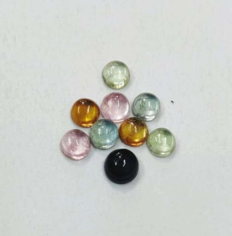 Quality 9 Piece Multi Tourmaline Cabochon Round Shape Loose Gemstone Macrame Gemstone Wire Wrapping Gemstone Multi Tourmaline Jewelry AAA