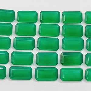 Green Onyx Faceted Loose Stone, Green Onyx Stone Calibrated Size, Green Onyx Octagon Shape Gemstone, Natural Green Onyx For Jewelry