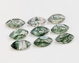 Faceted Marquise Moss Agate: Natural Loose Gemstone