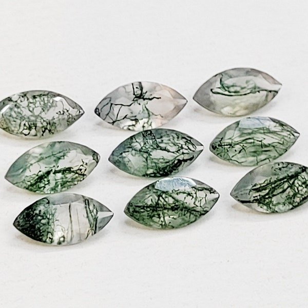 AAA+ Natural Moss Agate Faceted Marquise, Moss Agate Marquise Shape, Green Moss Agate Cut, Moss Agate Loose Gemstone, Gemstone For Jewelry