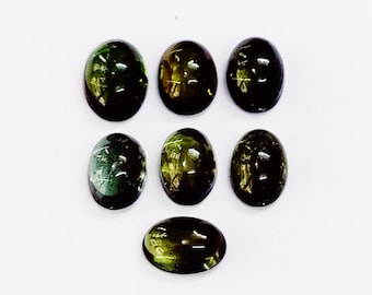 Natural Green Tourmaline Cabochon: Oval Loose Gemstone (7x5 mm)