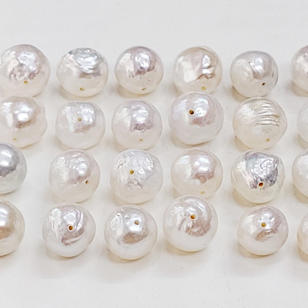 Natural Freshwater Baroque Pearl, Baroque Round Shape Pearl, Drilled Baroque Pearl,  White Freshwater Pearl, Baroque Pearl Balls For Jewelry