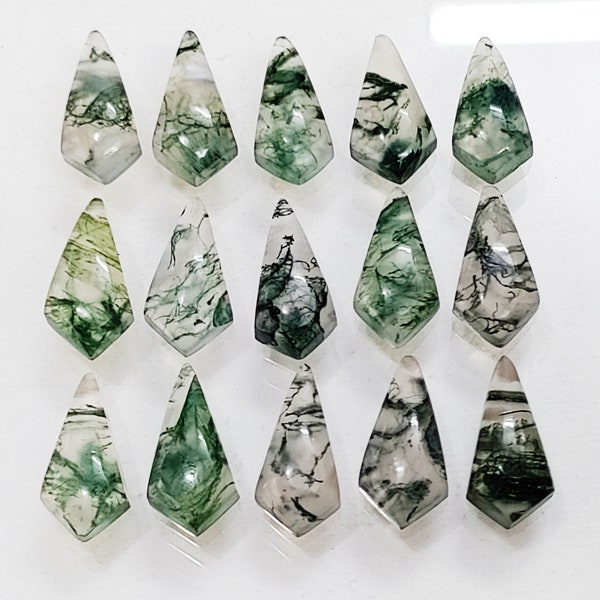 AAA+ Natural Moss Agate Cabochon Kite, Moss Agate Kite Shape, Green Moss Agate Cabs, Genuine Moss Agate Loose Stone, Gemstone For Jewelry