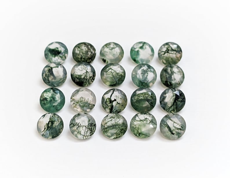 AAA Natural Moss Agate Faceted Round, Moss Agate Round Shape, Green Moss Agate Cut, Moss Agate Loose Gemstone, Gemstone For Jewelry image 1