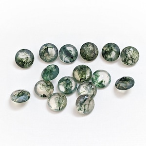 AAA Natural Moss Agate Faceted Round, Moss Agate Round Shape, Green Moss Agate Cut, Moss Agate Loose Gemstone, Gemstone For Jewelry image 4