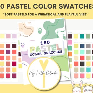 180 Pastels Swatches for a Whimsical and Playful Vibe | Color Swatches with Hex Codes | Digital Download | Design, Branding, and Crafting