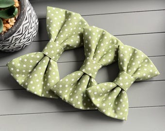 Olive Green Dog Bow Tie: Cotton Collar Accessory