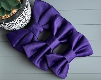 Purple Satin Dog Bow Tie: Soft Fabric Collar Accessory