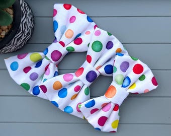 Painted Dots Fabric Dog Bow Tie: Cotton Collar Accessory