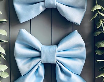 Blue Satin Dog Bow Tie: Soft Fabric Collar Accessory