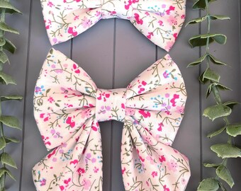 Pink Ditsy Dog Bow Tie: Cotton Collar Accessory