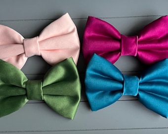 Duchess Satin Dog Bow Tie: Wedding Birthday Collar Accessory