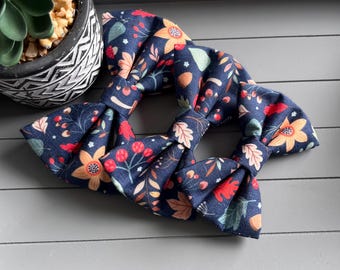 Floral Dog Bow Tie: Floral Fabric, Pet Collar Accessory