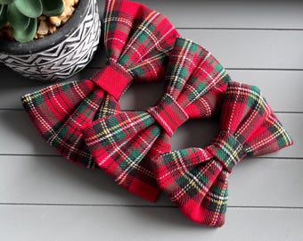 Red Tartan Dog Bow Tie: Everyday Pet Collar Accessory