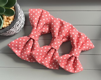 Pink Polka Dot Dog Bow Tie: Cotton Collar Accessory