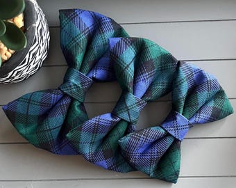 Purple Green Tartan Dog Bow Tie: Everyday Pet Collar Accessory