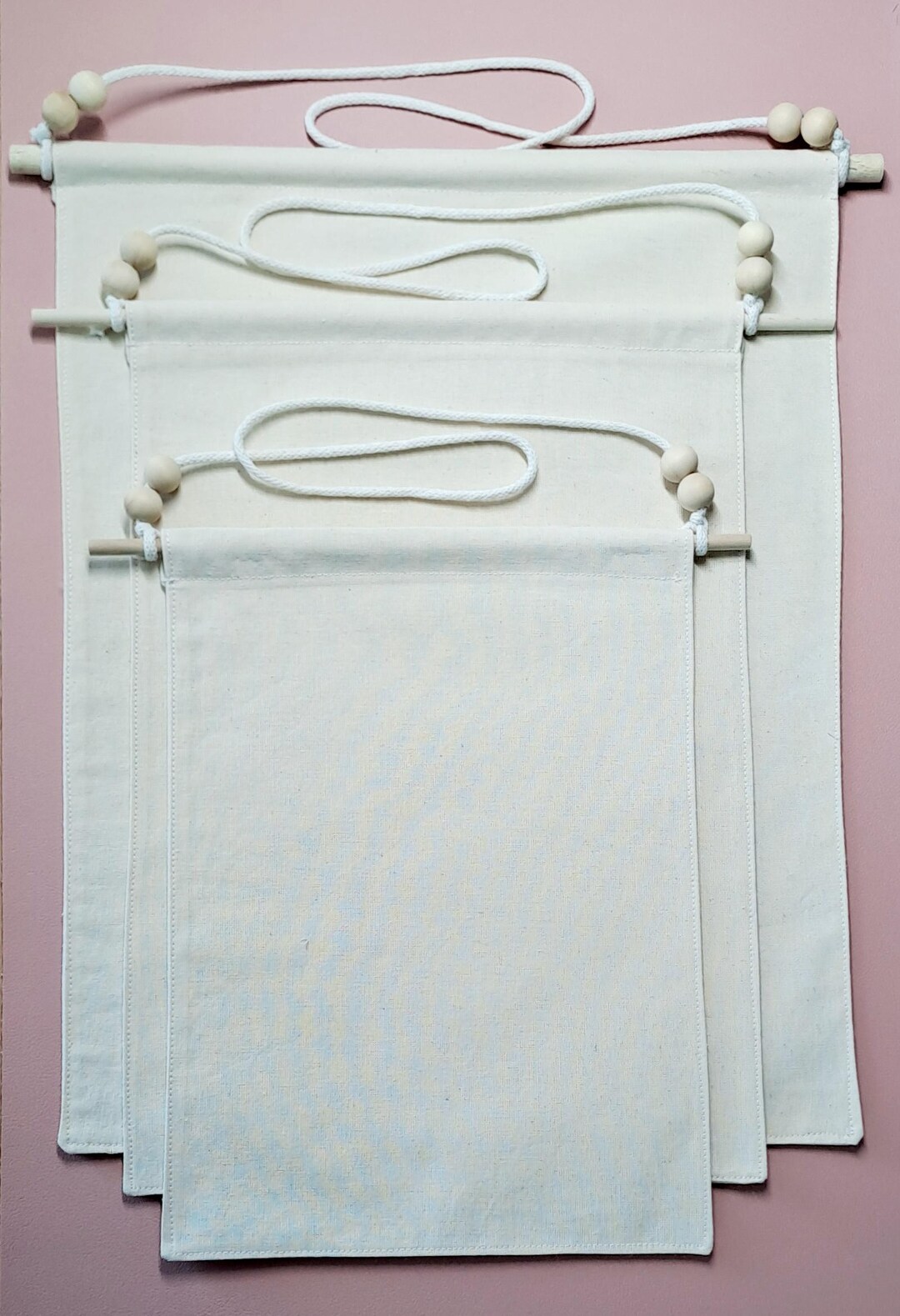 Blank Straight Edge Pennant Banner/flag in Natural Calico With Macrame ...
