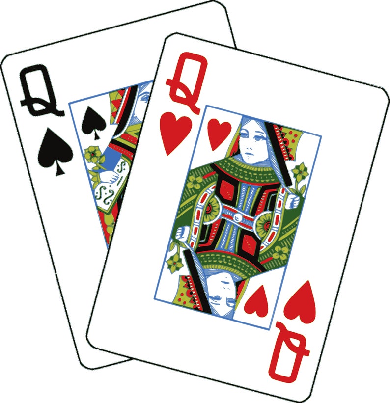 Queen of Spades and Queen of Hearts SVG PNG DXF Eps Jpg File, Files for